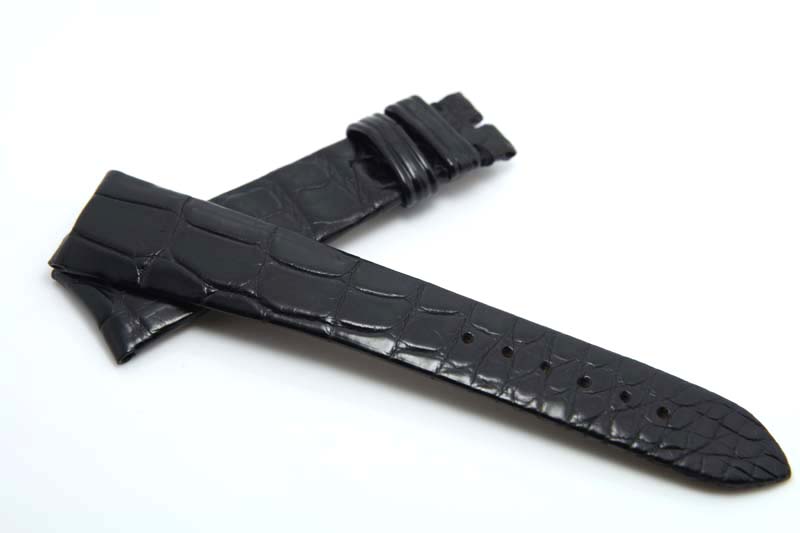 Black Crocodile alligator leather watchstrap - Click Image to Close